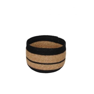 Καλάθι Mod Γιούτα Handmade Round φυσικό- μαύρο 25 x 18 cm.