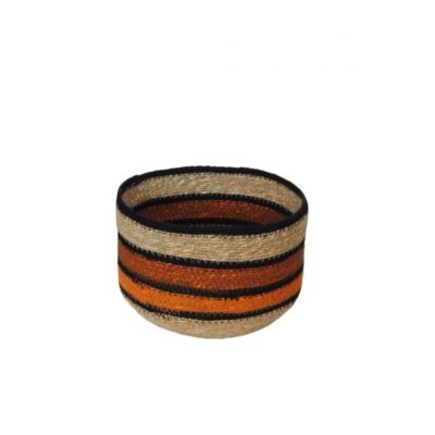 Καλάθι Mod Γιούτας handmade Round Stripes Terracotta 25 x 18 cm.
