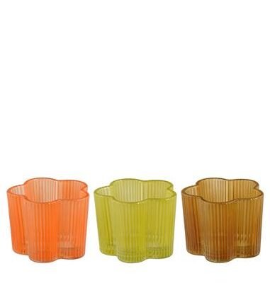 Κηροπήγιο γυάλινο ρεσώ Μαργαριτούλα 2 χρώματα 7 x 6 cm.