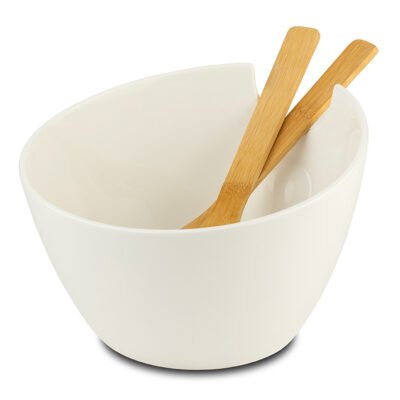 Nava Terrestrial Σαλατιέρα Λευκή + Σετ Σαλάτας Bamboo 24 cm.