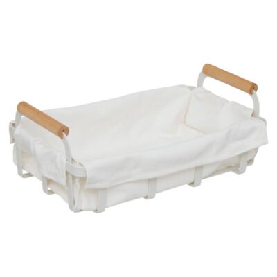 Καλάθι Ψωμιού 5five Με Ύφασμα Ορθογώνιο Λευκό 27,6 x 15,9 x 10,9 cm.