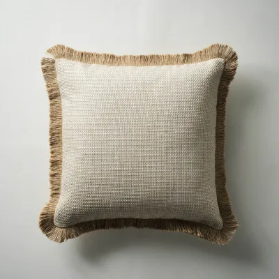 Gofis Μαξιλαροθήκη Σχέδιο-229 Jute fringe Crema 43 x 43 cm.