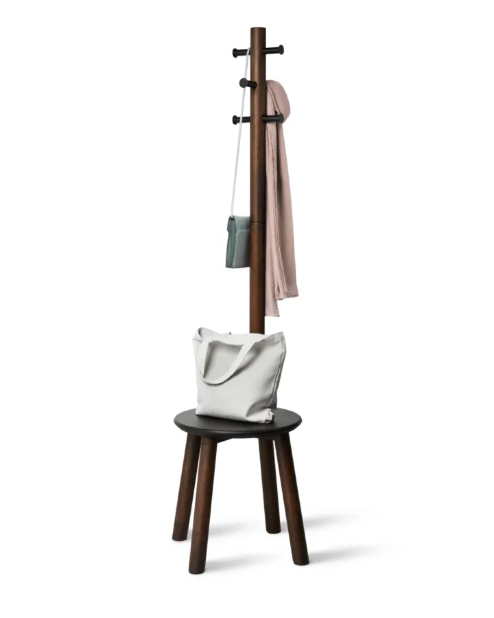 Umbra Pillar Stool/Coatrack Balck/Wallnut