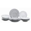 Πιάτα Σετ-20 Fine Porcelain Grey White Καρώ
