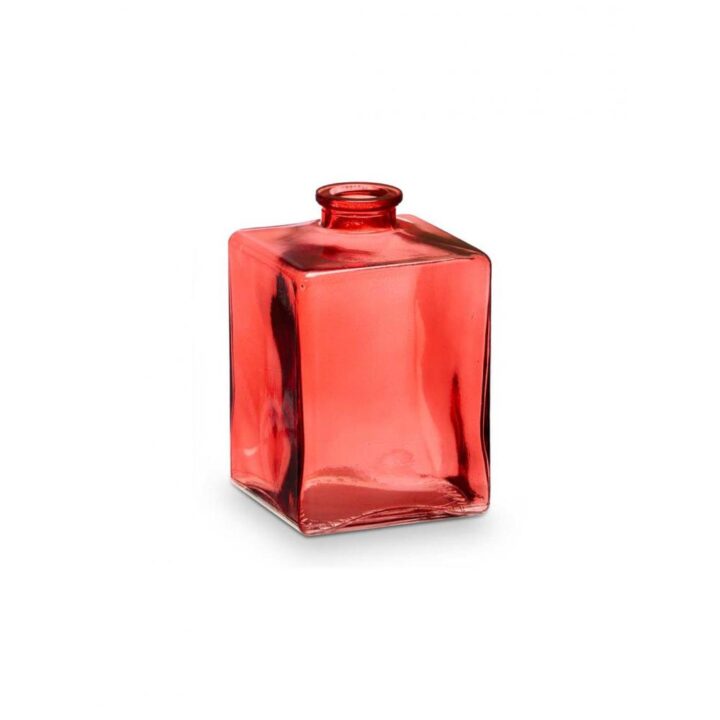 Βάζο Diffuser Γυάλινο 8 x 8 x 12 cm. 4γωνό Κόκκινο