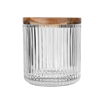 Estia Allure Δοχείο για βαμαβάκι γυάλινο με καπάκι ξύλινο