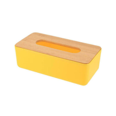 Κουτί Χαρτ/λων Πλαστικό Με Bamboo Κίτρινο