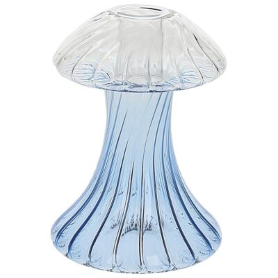 Andrea Fontebasso Glass Design Candle Holder Mushroom 13 cm. Celeste