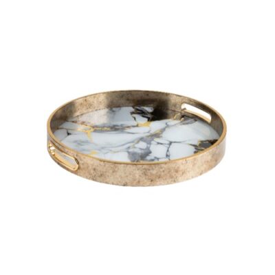Δίσκος Atmosphera Marble - Gold Στρογγυλός 31,7 x 4 cm.