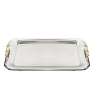 Δίσκος Inox Παραλληλόγραμος 31 x 44 cm. Με Χρυσά Χεράκια